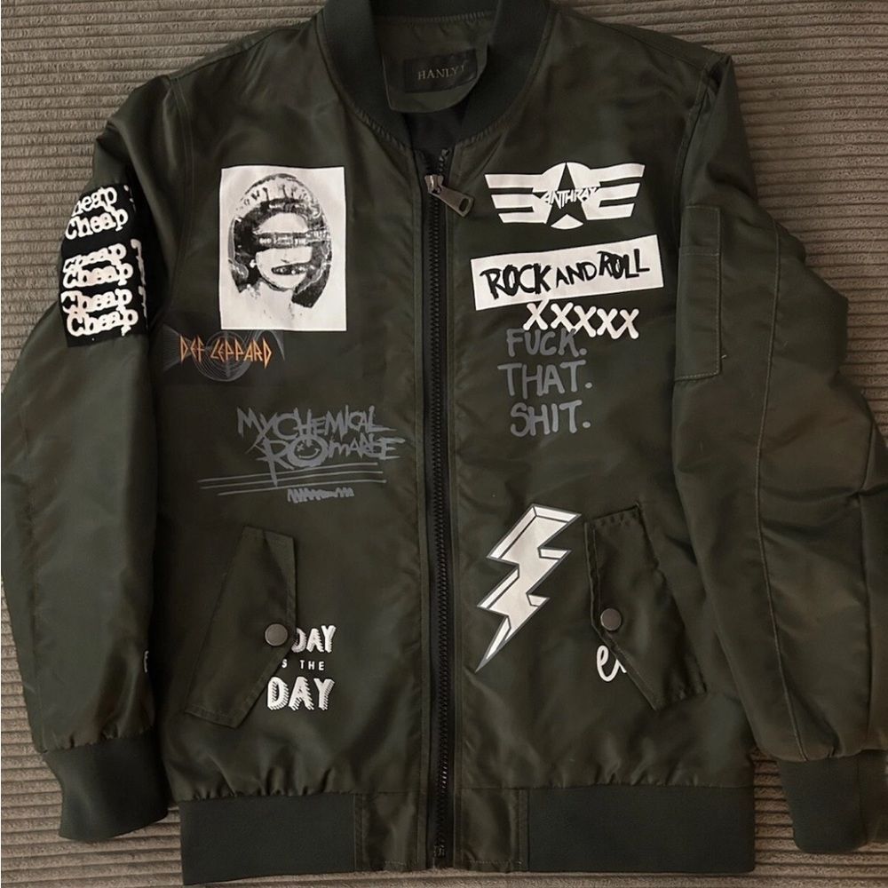 Air Force Y2K Band Tour Flight Jacket Grunge